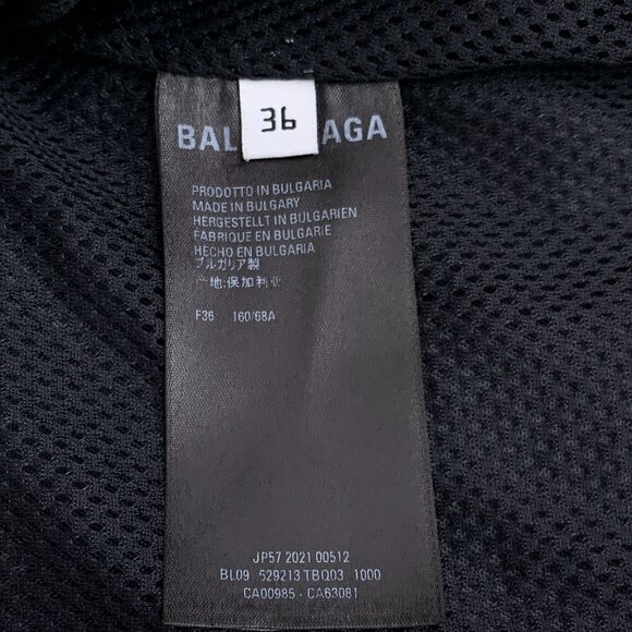 Balenciaga Two-Tone Logo Printed Cotton Long-Sleeve Zipper Jacket Black/White Si - Picture 4 of 8